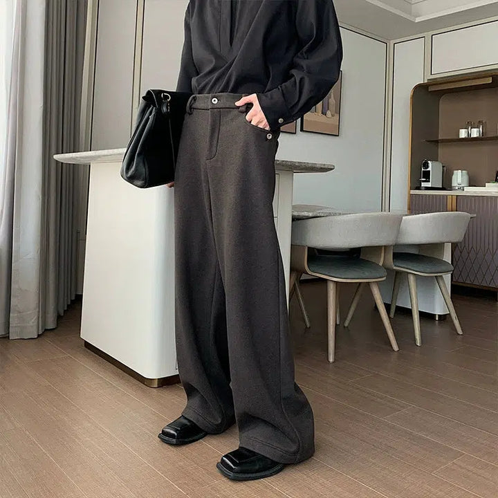 Wide-leg Plus Velvet Straight Pants