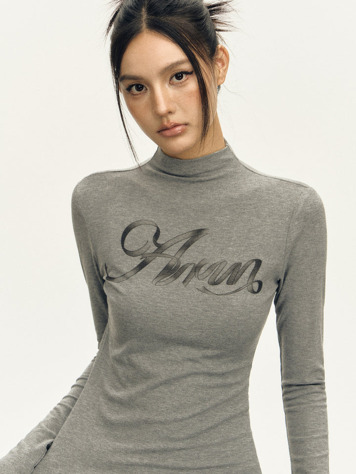 Retro Long-Sleeve Turtleneck Top