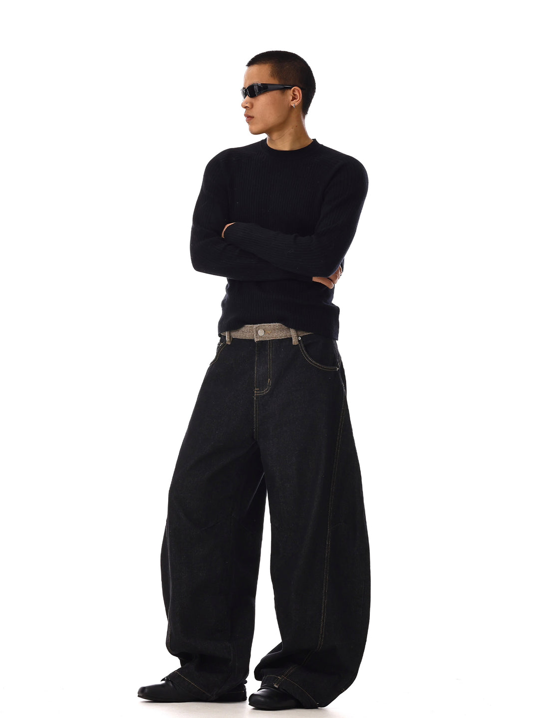 Black Loose-fit Straight-Leg Pants