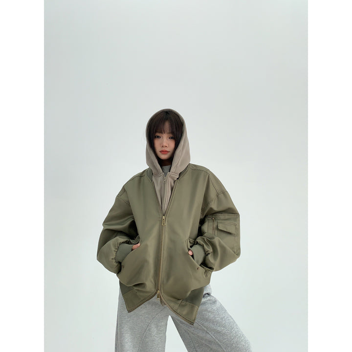 Two-Piece Hooded Bomber Jacket Set