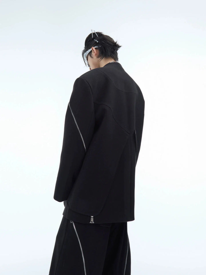 Deconstructed Zipper Suit Jacket Set-The Korean Fashion