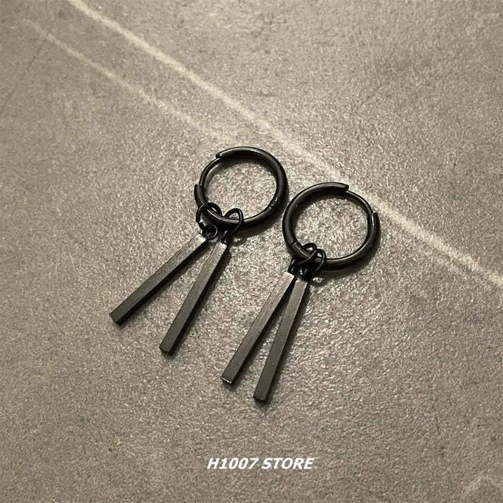 Metal Bar Pendant Hoop Earrings