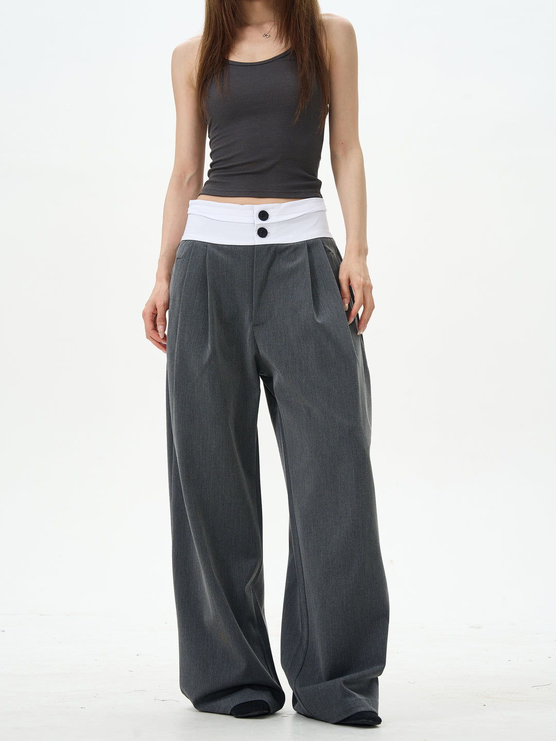 Wide-Leg Double Waist Pants