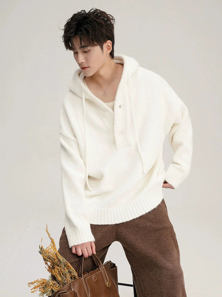 Cozy Knit Hooded Sweater-The Korean Fashion