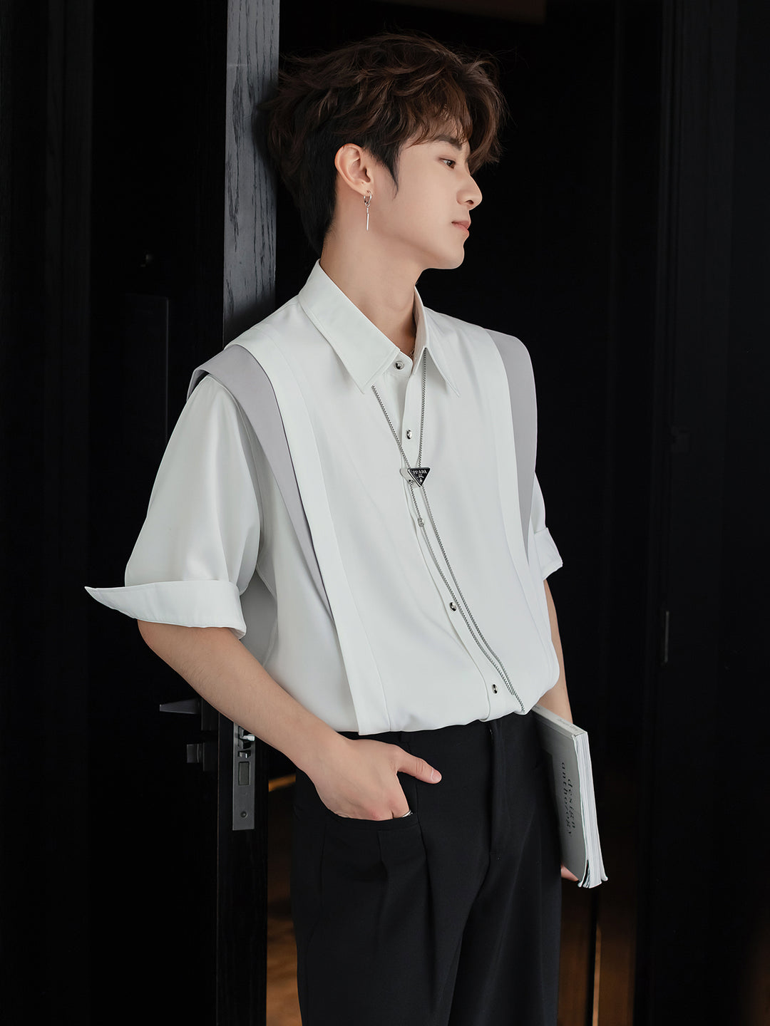 Loose Mid-Sleeve Lapel Shirt