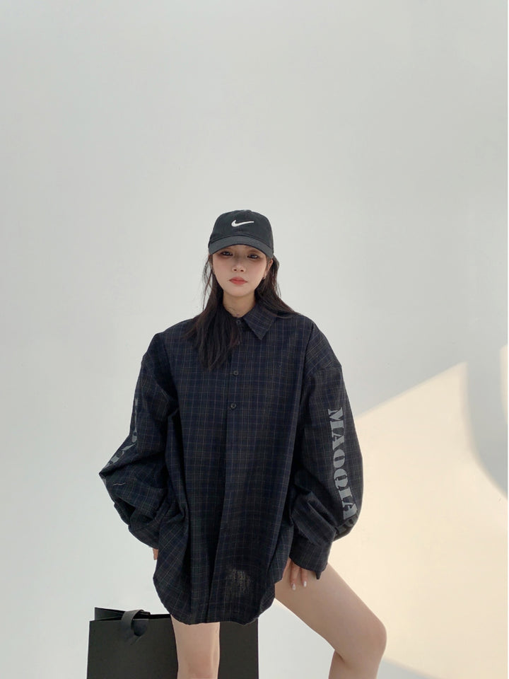 Plaid Oversized Long Sleeve Shirt Jacket