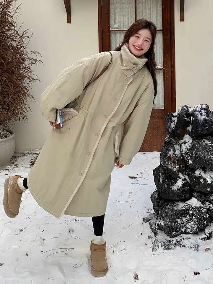 Women's Wool-Lined Winter Parka Coat-The Korean Fashion