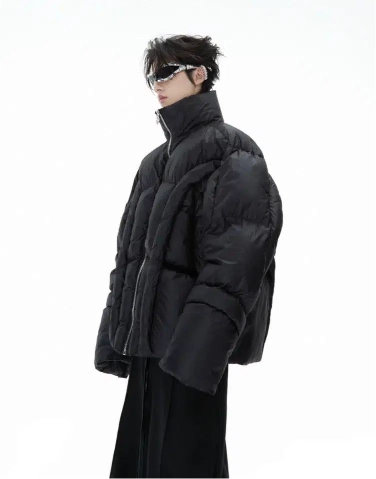 Stand Collar Cotton Padded Jacket-The Korean Fashion