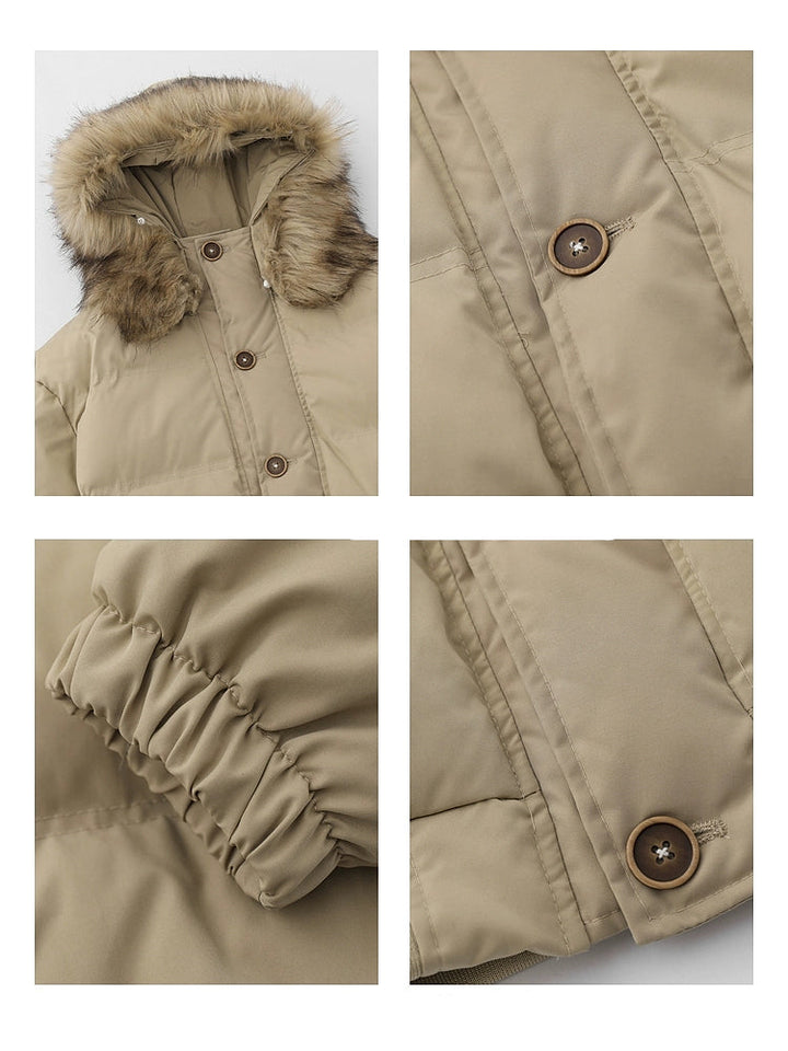 Insulated Fur Collar Hooded Cotton Jacket