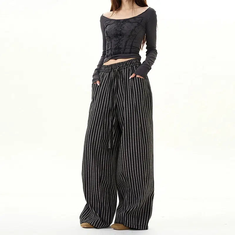 Striped Wide-Leg Pants