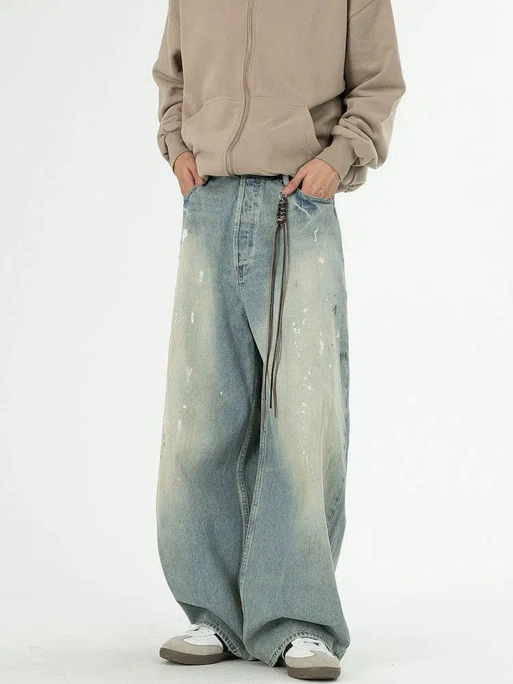 Distressed Wide-Leg Straight Jeans-The Korean Fashion