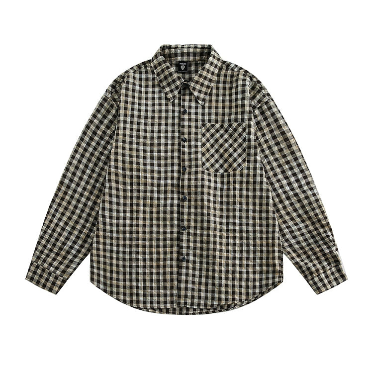 Plaid Long-Sleeved Loose Casual Shirt