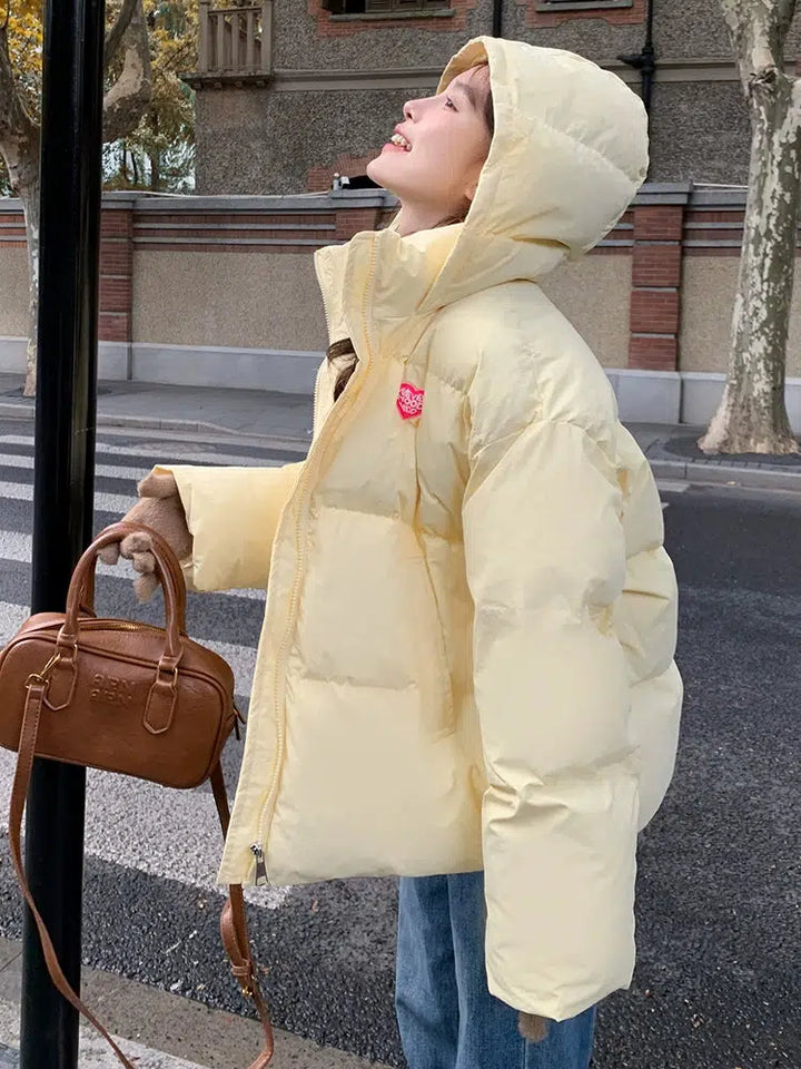 Yellow Hooded Women's Down Jacket-The Korean Fashion