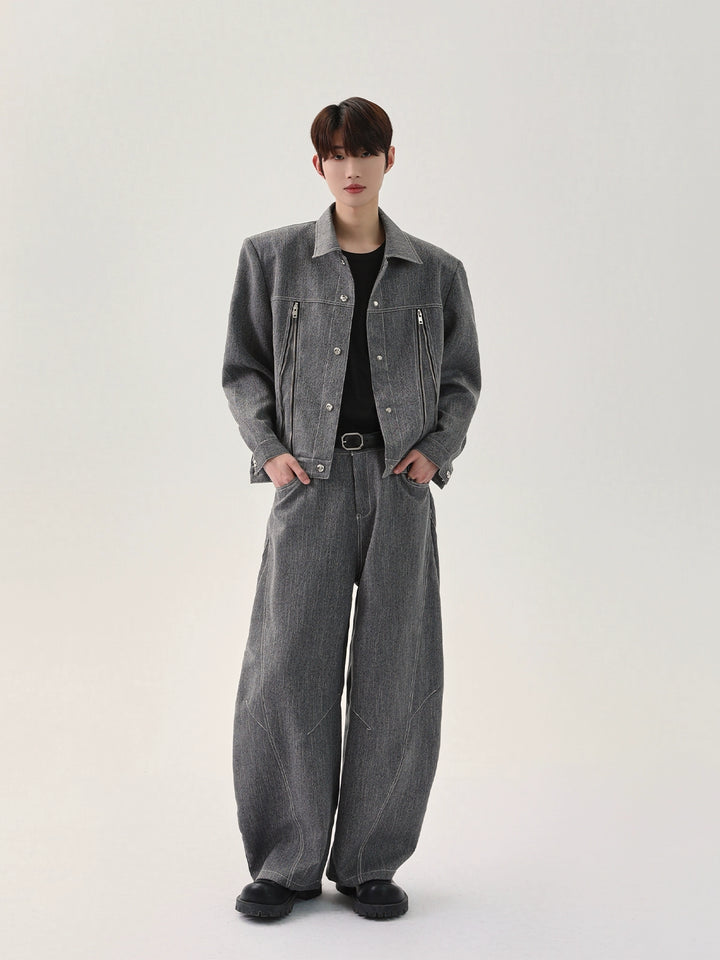 Deconstructed Denim Jacket and Pants Set