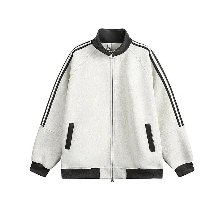 Retro Stand Collar Contrast Stitch Jacket