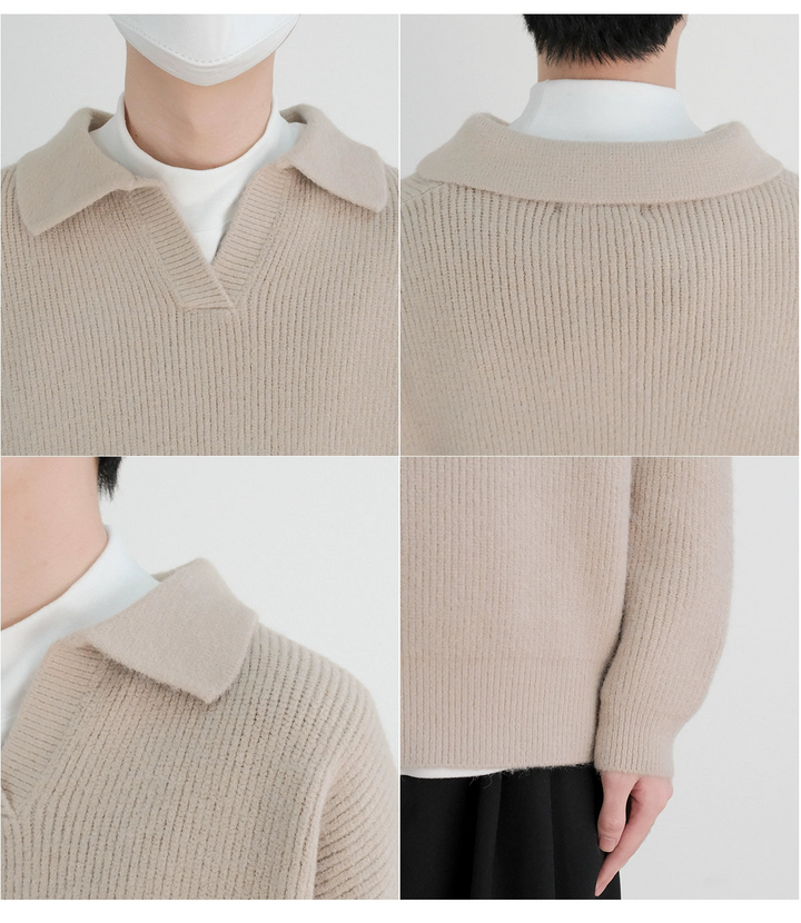 Lapel Knit Pullover Sweater