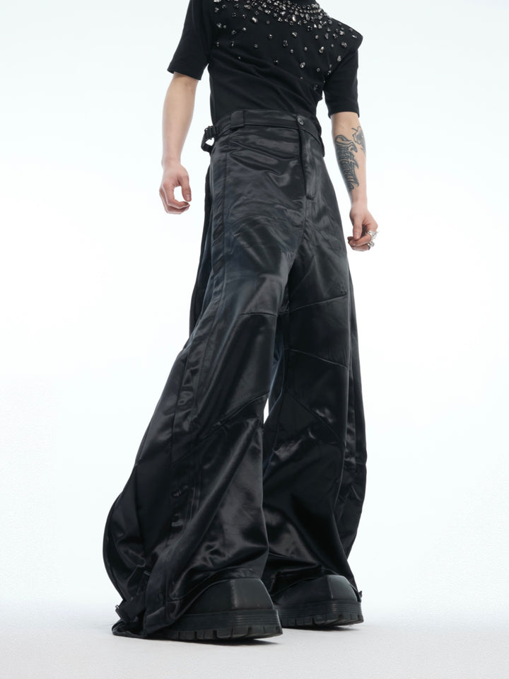 Black Metallic Wide Leg Pants