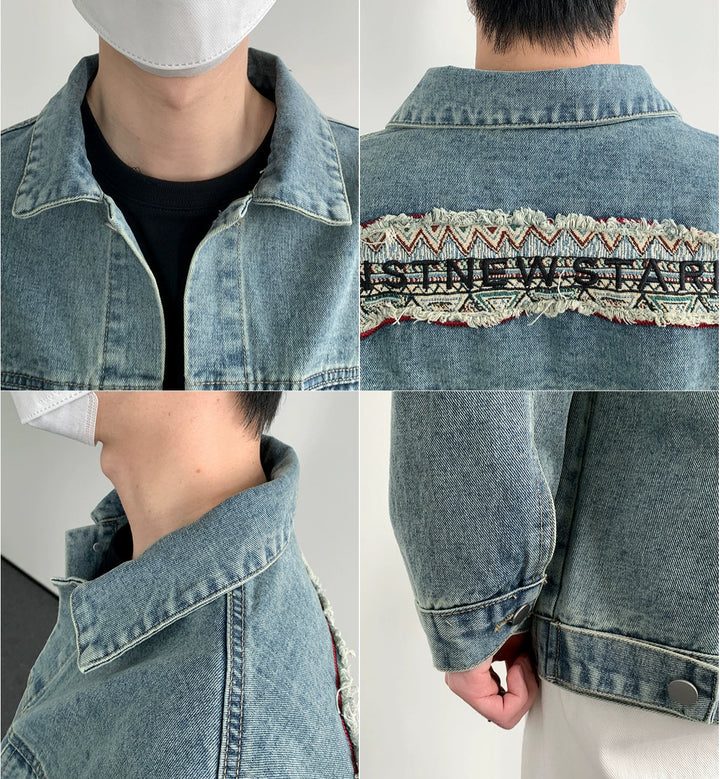 Back Letter Embroidery Denim Jacket