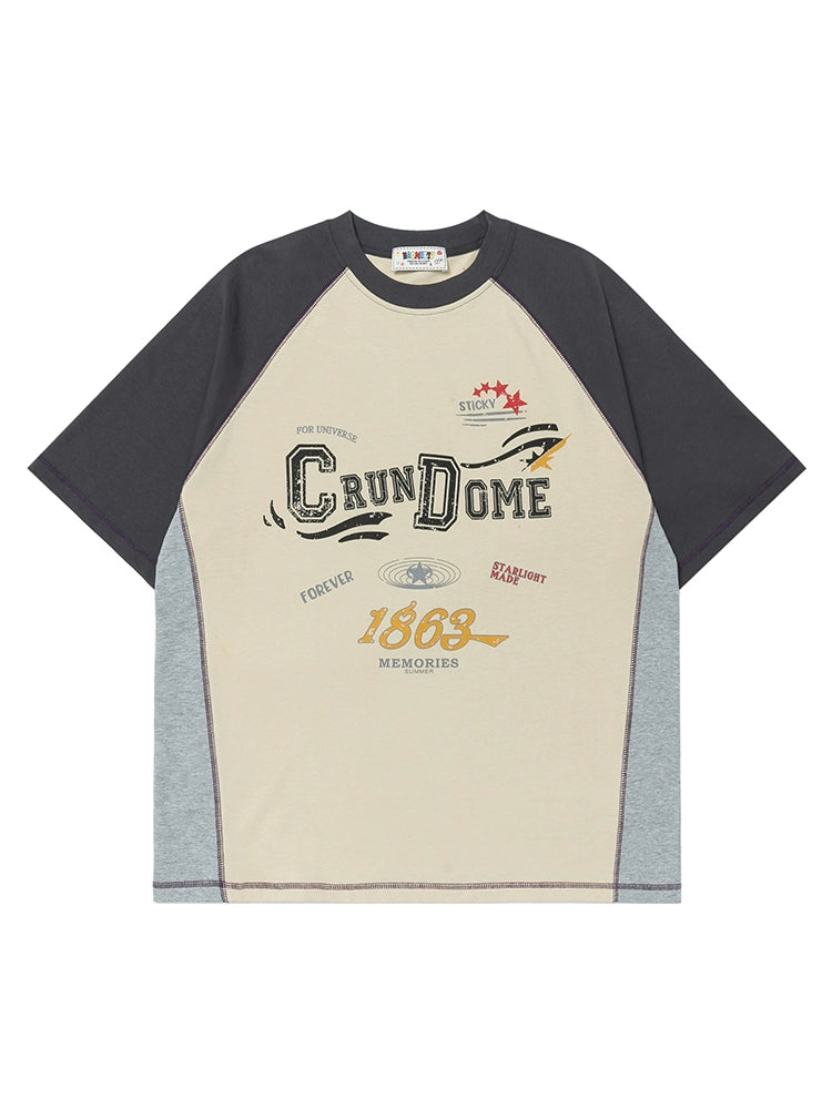 Retro Raglan Mouw Graphic T-shirt 