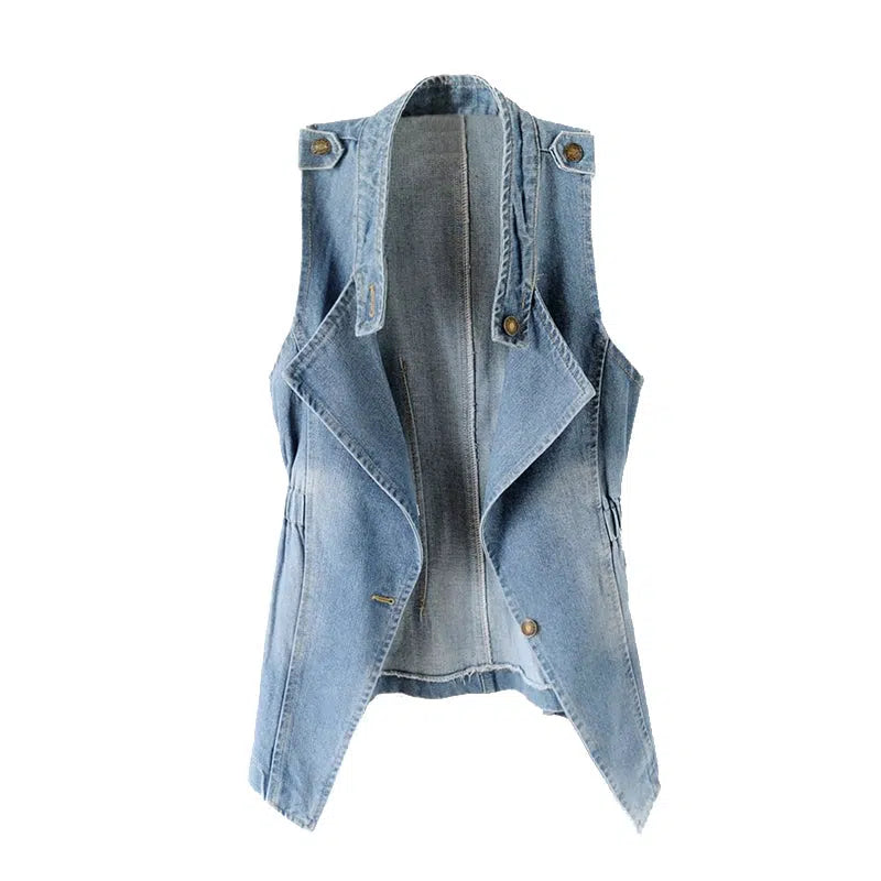 Slim Fit Denim Sleeveless Vest Waistcoat