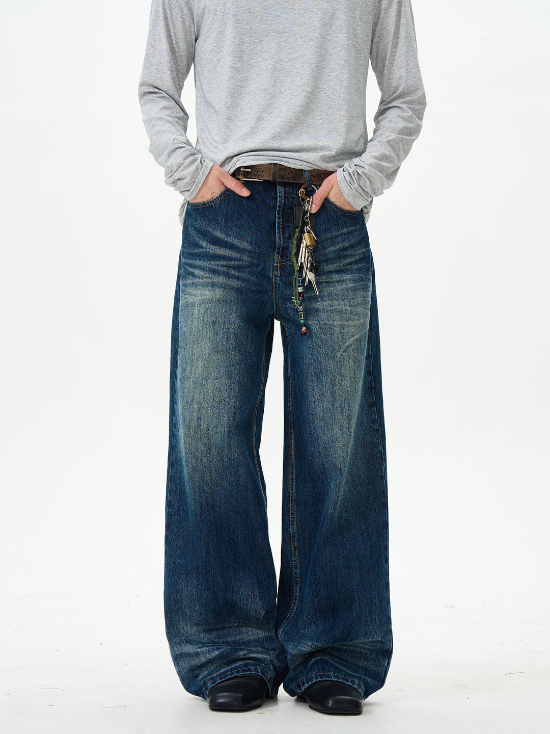 Blue Relaxed Fit Straight Jeans