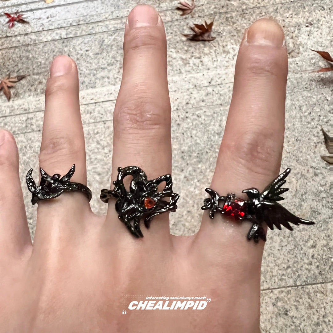 Irregular Punk Style Rings with Gemstones-The Korean Fashion