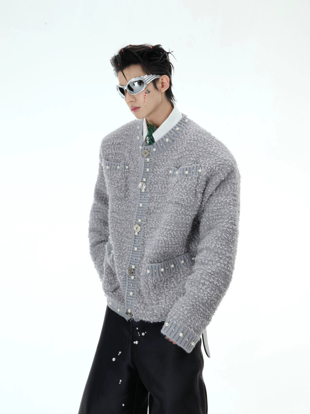 Baroque Pearl Embellished Knitted Sweater