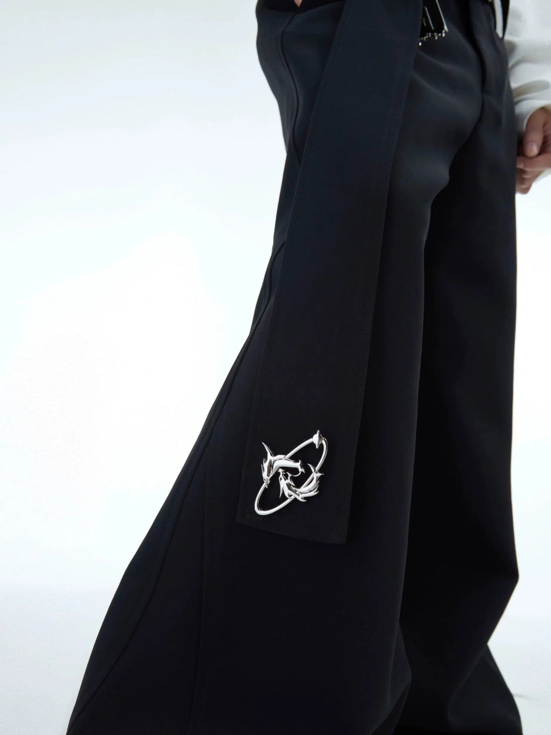 Loose Fit Metal Embellished Pants-The Korean Fashion