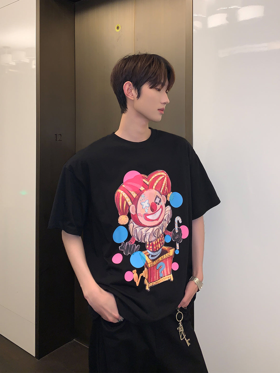 Clown Print Oversized T-shirt