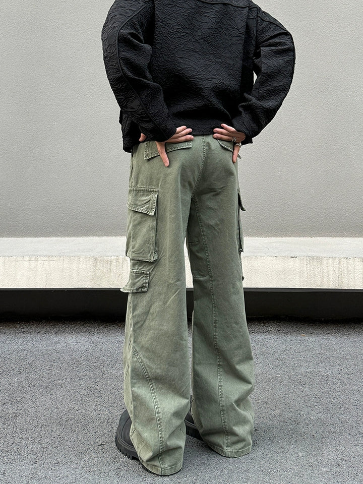 Army Green Straight-leg Cargo Pants