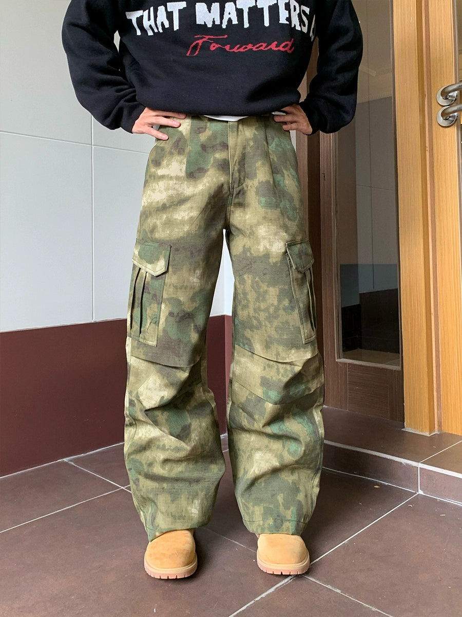 Pantalones de trabajo holgados con múltiples bolsillos de camuflaje 