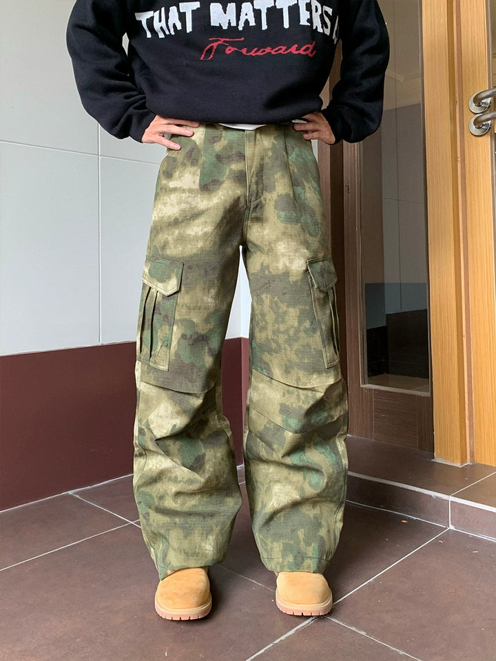 Pantalons de travail amples à poches multiples en camouflage 