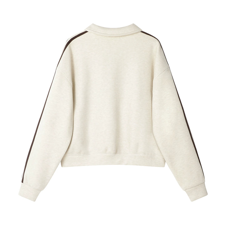 Contrast Design Lapel Short Sweatshirt