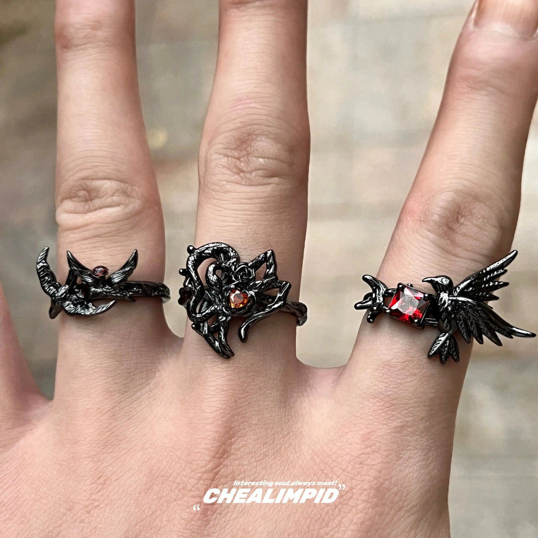 Irregular Punk Style Rings with Gemstones-The Korean Fashion