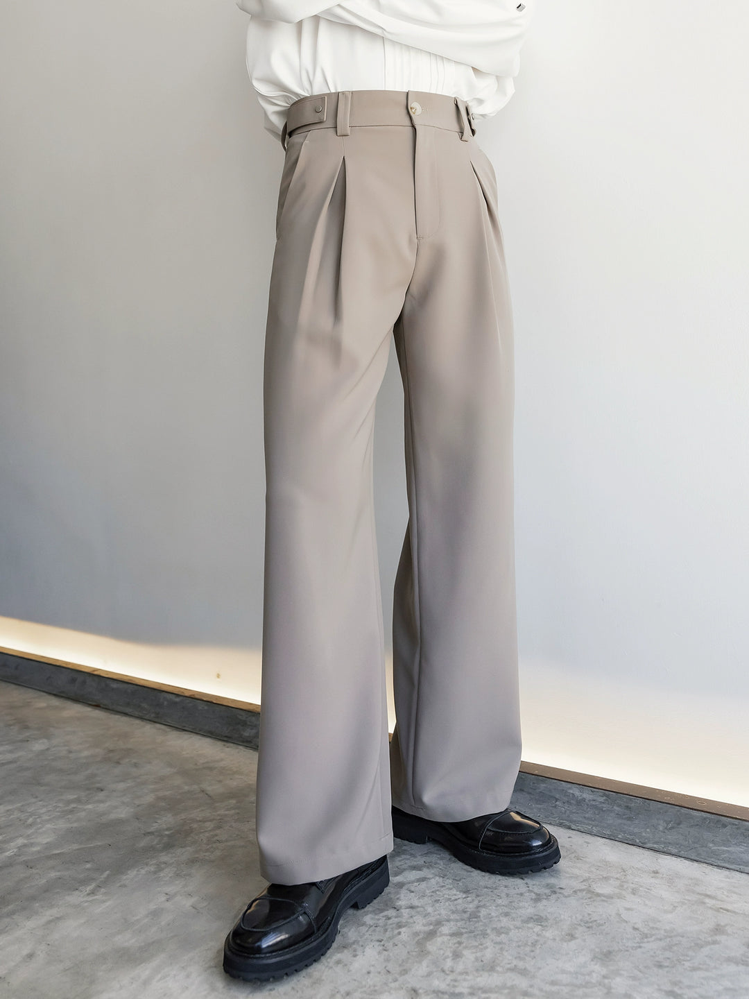 Wide-Leg Draped Casual Pants