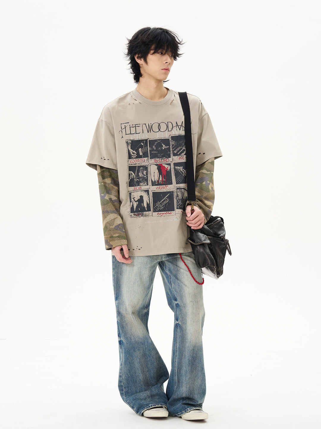 Camouflage Layered Long-Sleeve Pullover