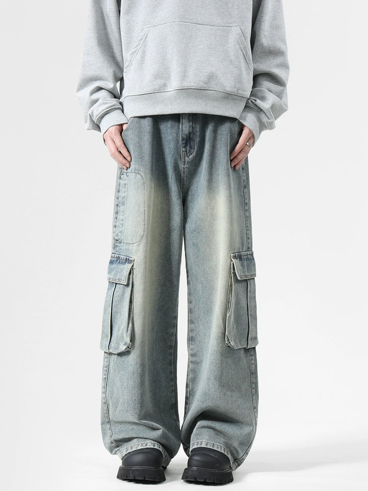 Loose Wide-Leg Cargo Jeans