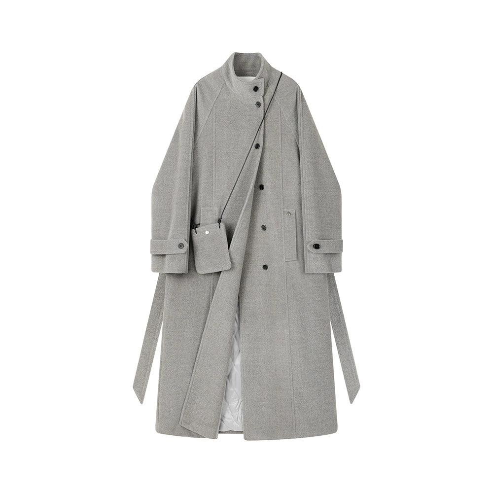 Stand-Up Collar Long Woolen Coat