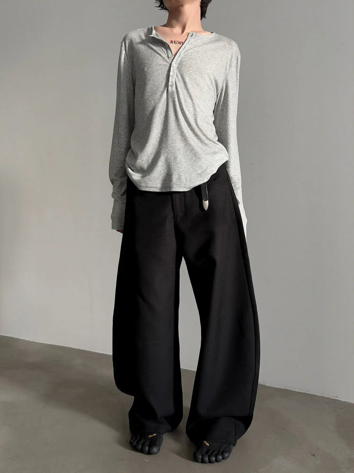 Wide-Leg High-End Casual Pants-The Korean Fashion