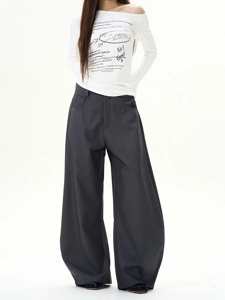 Wide-Leg Casual Scimitar Pants