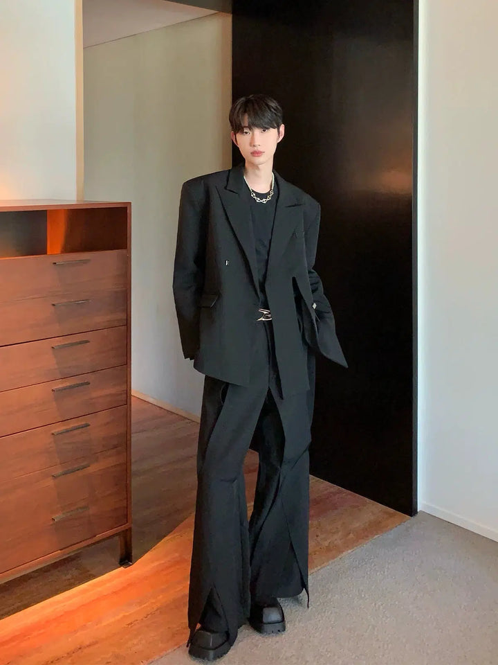 Slit Design Irregular Silhouette Suit-The Korean Fashion