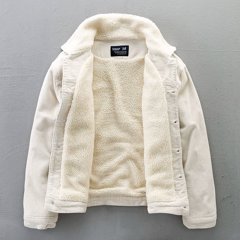 Retro Corduroy Sherpa-gevoerde Winterjas 