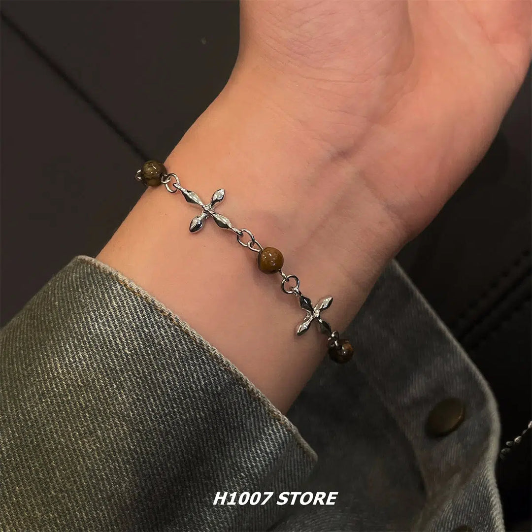 Tiger Eye Stone Cross Necklace