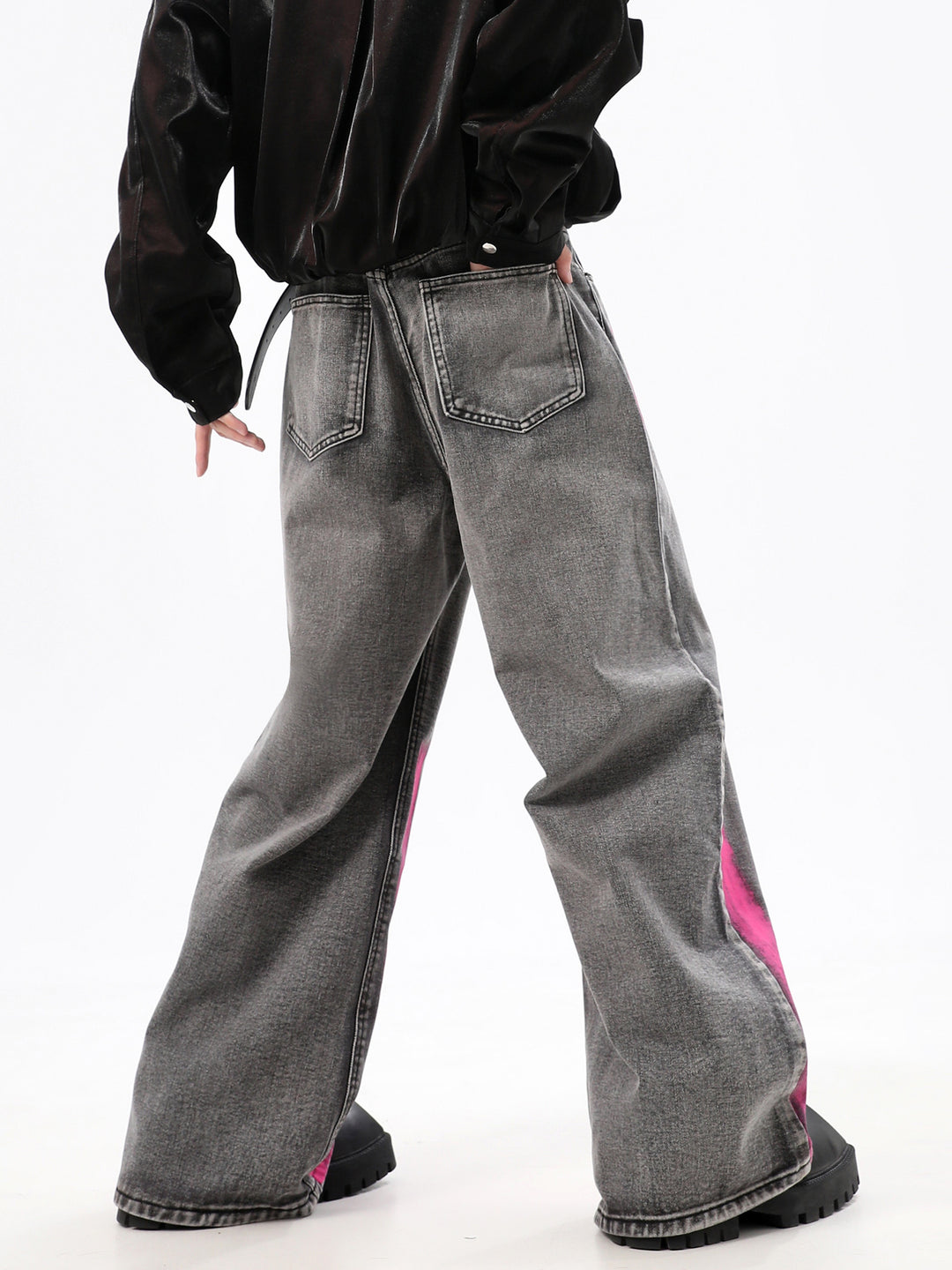 Graffiti Drape Vide Legg Jeans Bukser 