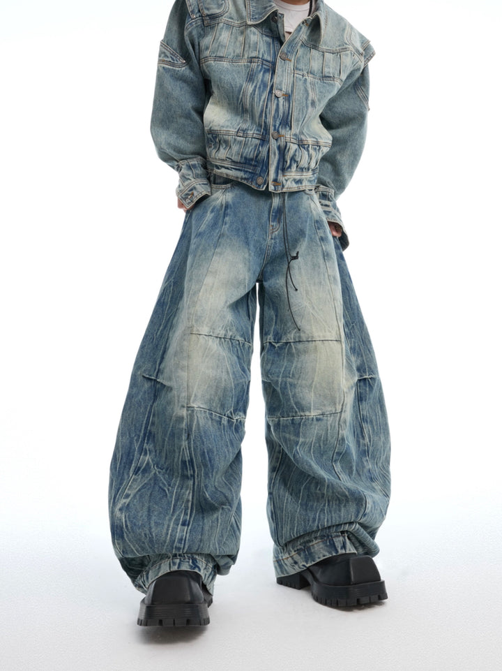 Distressed Bamboo Denim Jacket with Pants