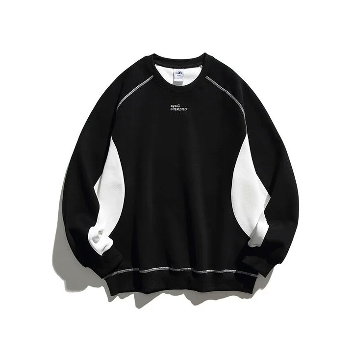 Contrast Color Stitching Round Neck Sweatshirt