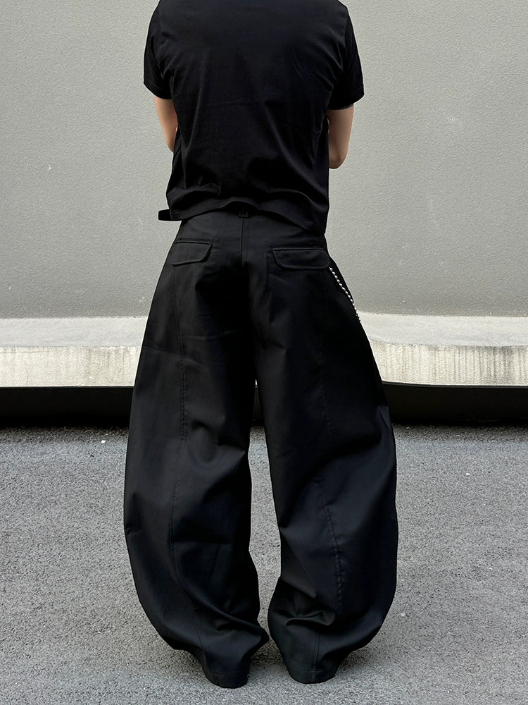 Wide-Leg Pleated Casual Pants