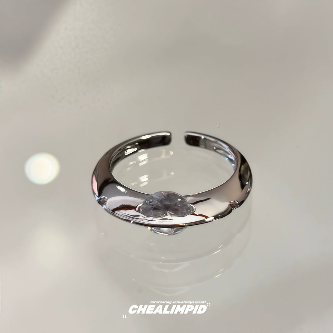 Geometric Rotating Zircon Ring