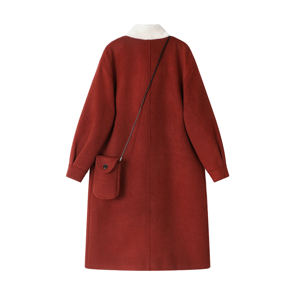 Stand Collar Woolen Mid-Length Coat