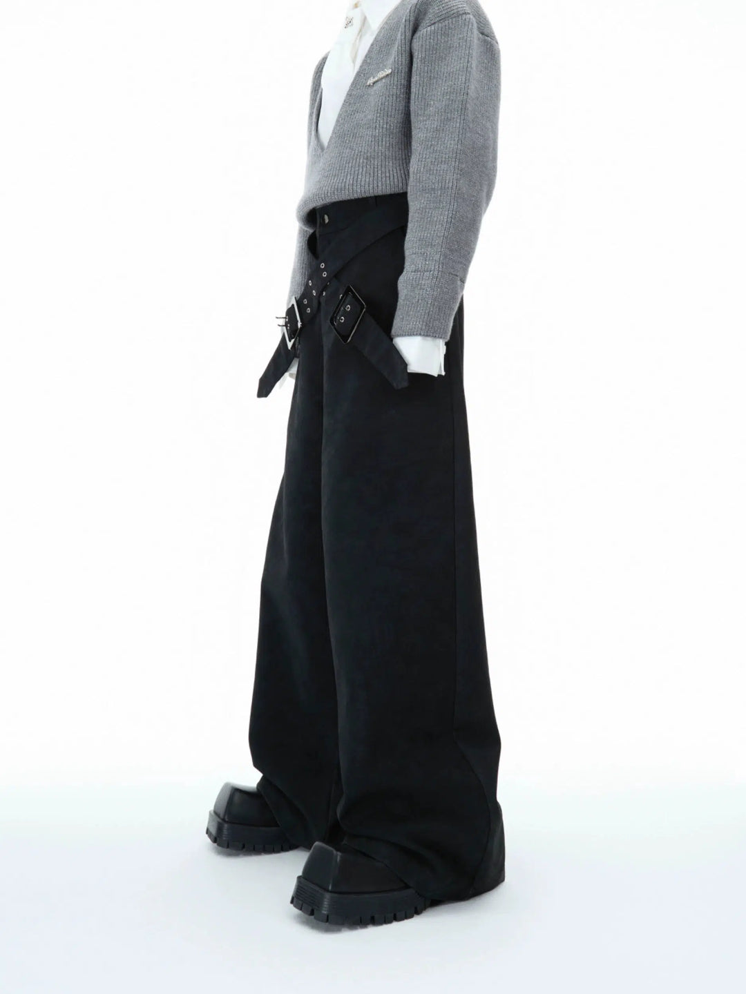 Cross Strap Leather Pants-The Korean Fashion